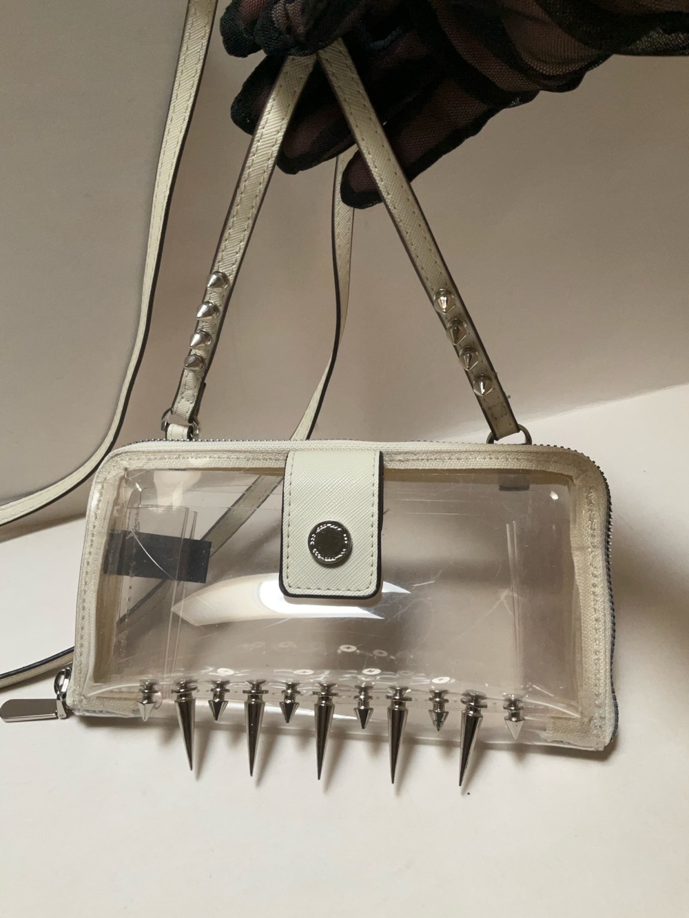 Clear Spike Shoulder Crossbody Transparent Phone Bag cone spikes Edgy Punk Goth